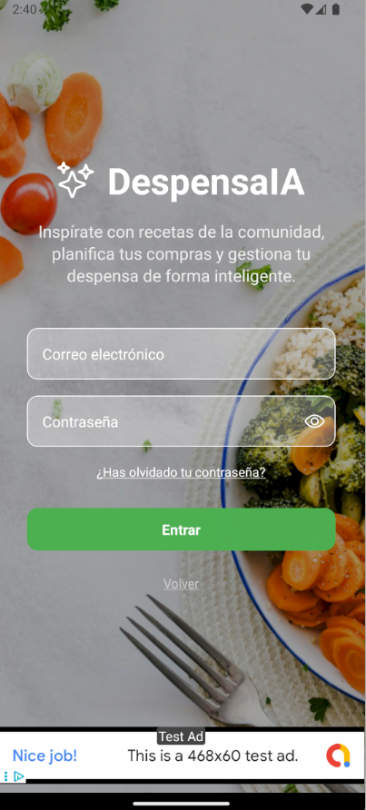 Pantalla de inicio de DespensaIA